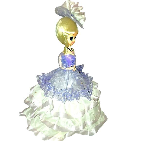 14" Vintage Big Eyed Big Head Pose Bradley Inspired Fair Doll in Lavender - Picture 3 of 14